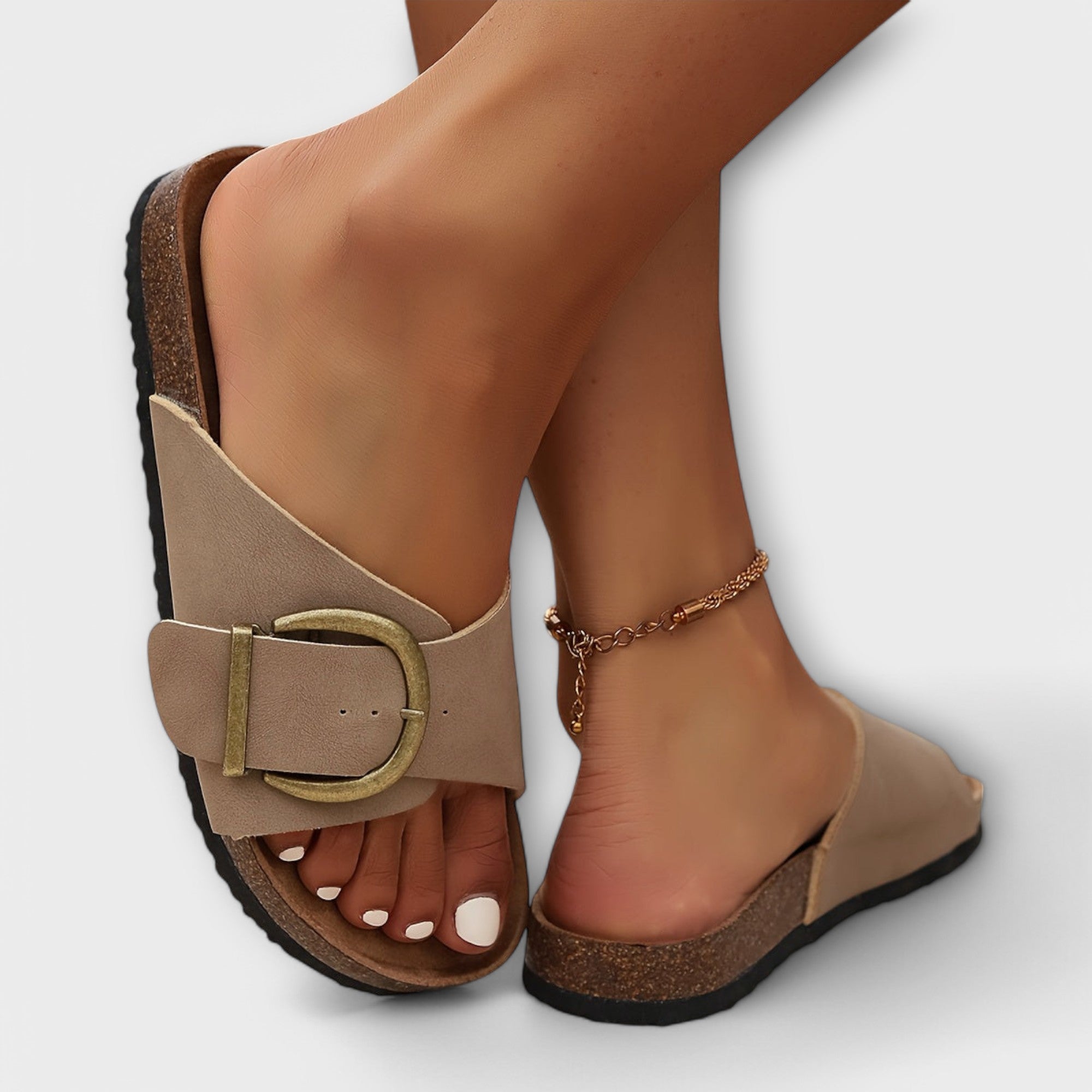 Margie - Damernes Kork Sandaler med Spænderem Design