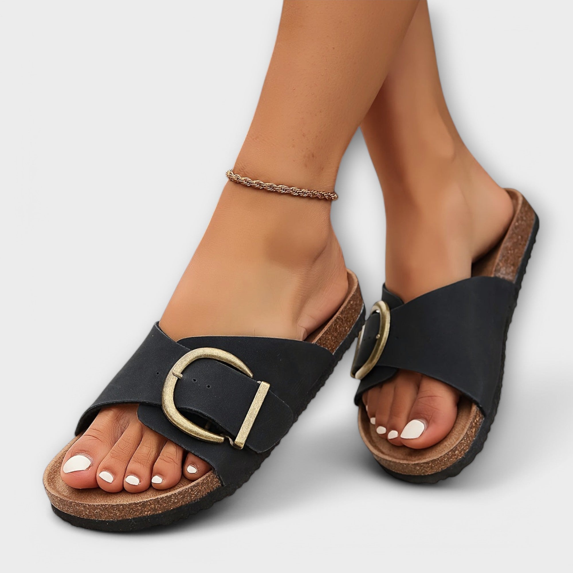 Margie - Damernes Kork Sandaler med Spænderem Design