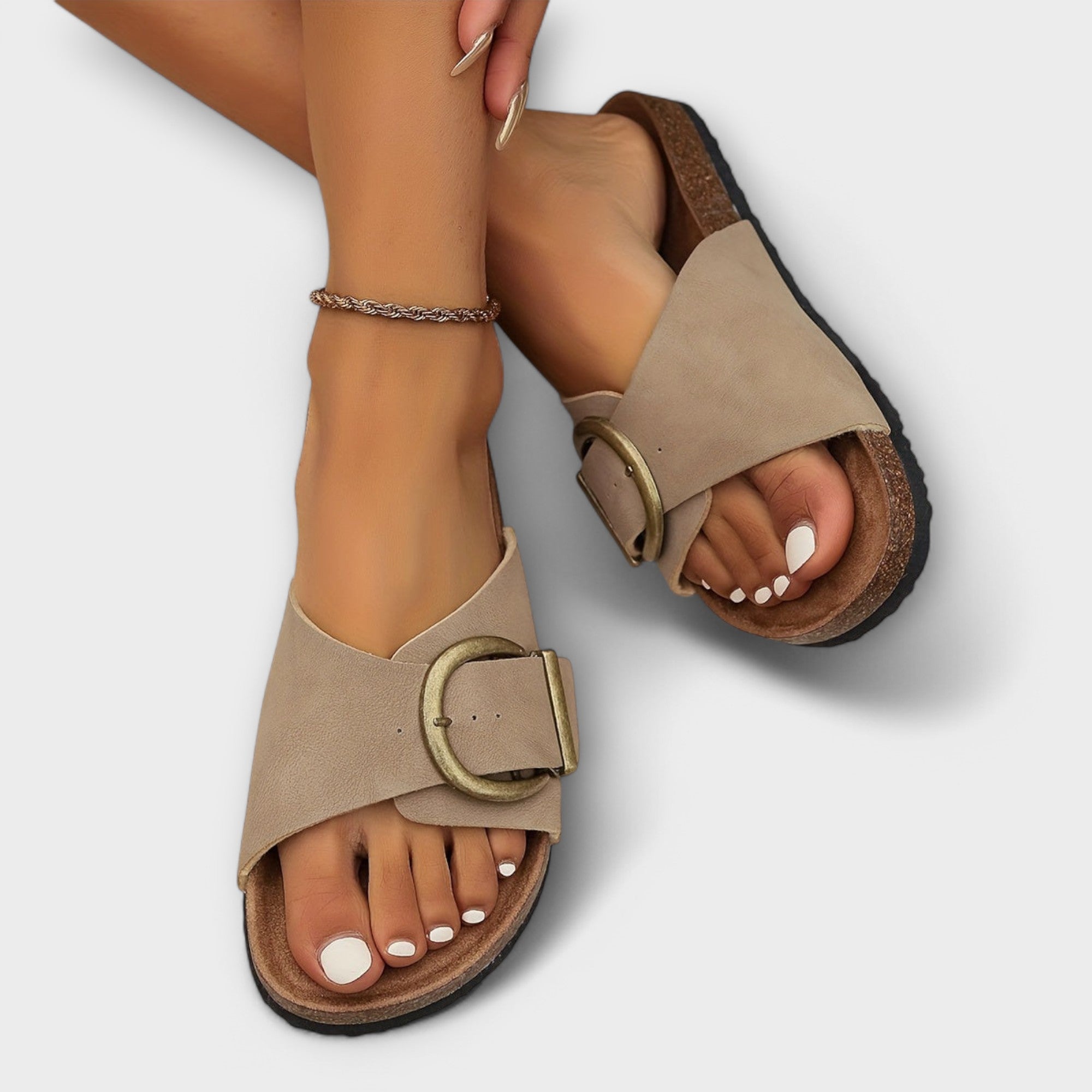 Margie - Damernes Kork Sandaler med Spænderem Design