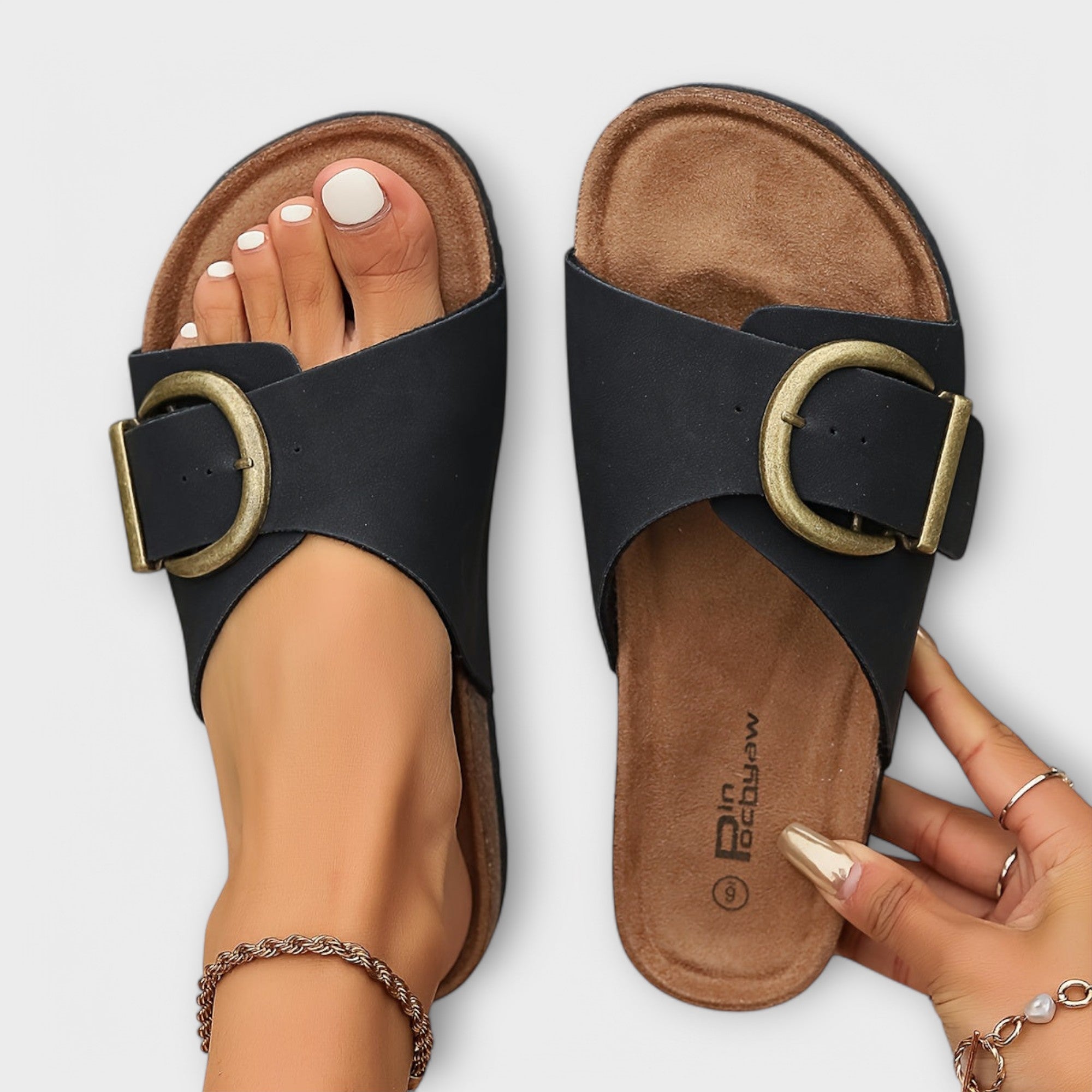 Margie - Damernes Kork Sandaler med Spænderem Design