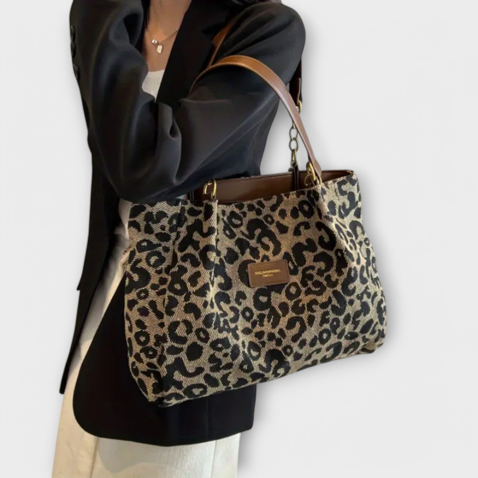 Elara - Leopardprint Canvas-Taske