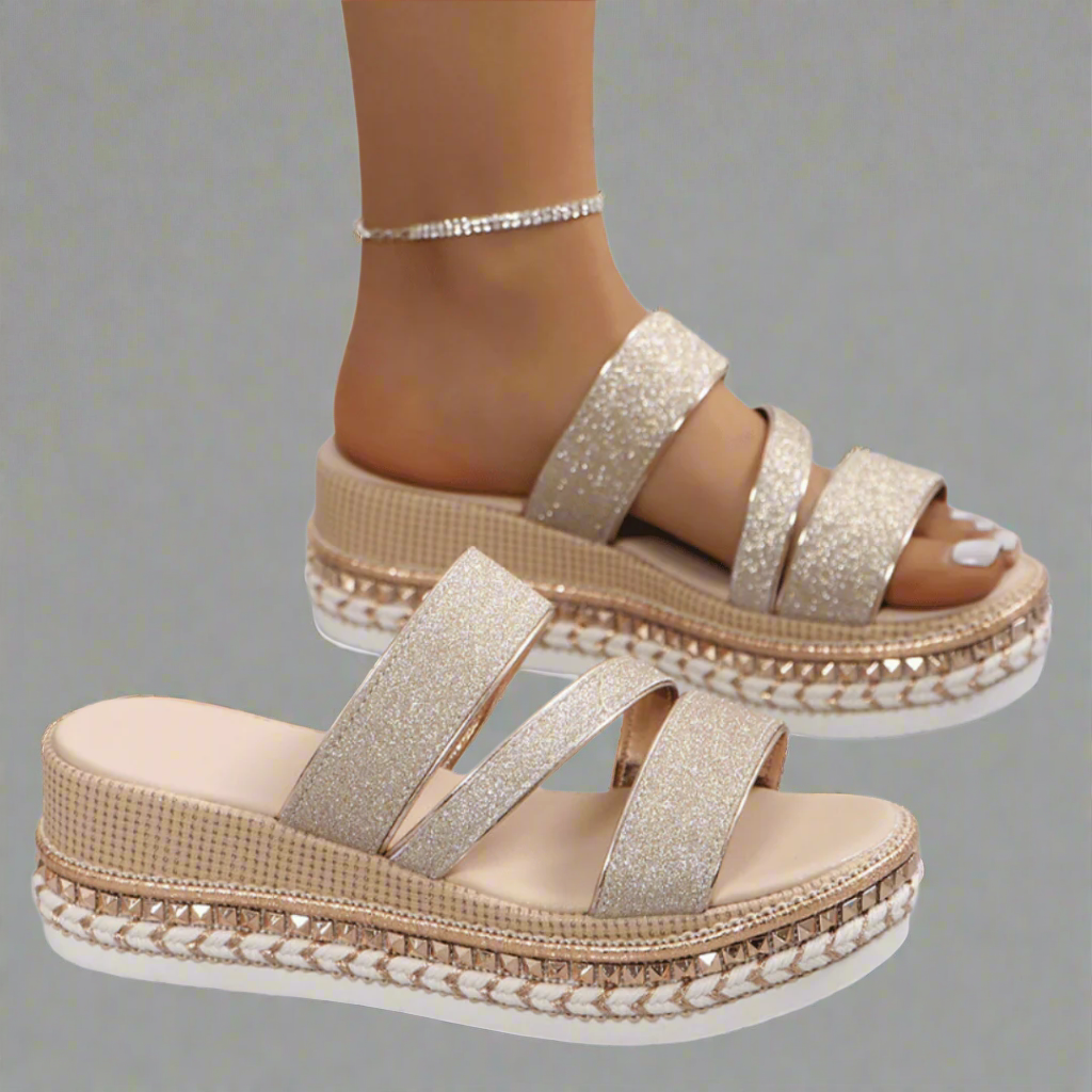 Helga | Behagelige kile-sandaler i premium stof