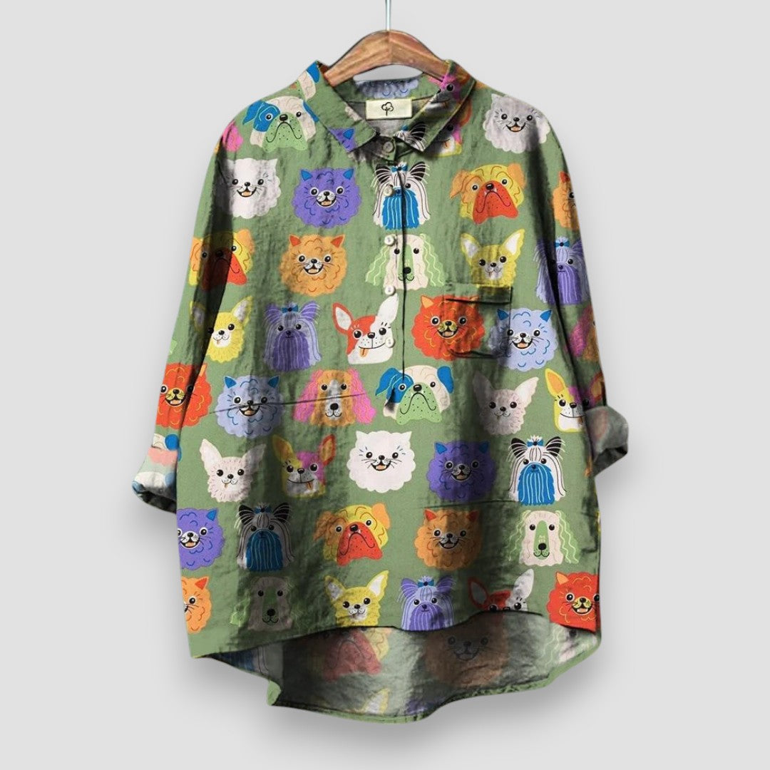 Kathrin | Damebluse med Hundeprint